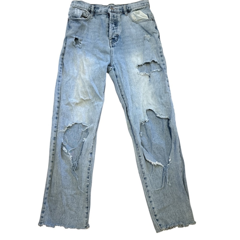 Pac Sun Heavily Distressed Jeans Womens SIze 26 High RIse Straight Button Fly